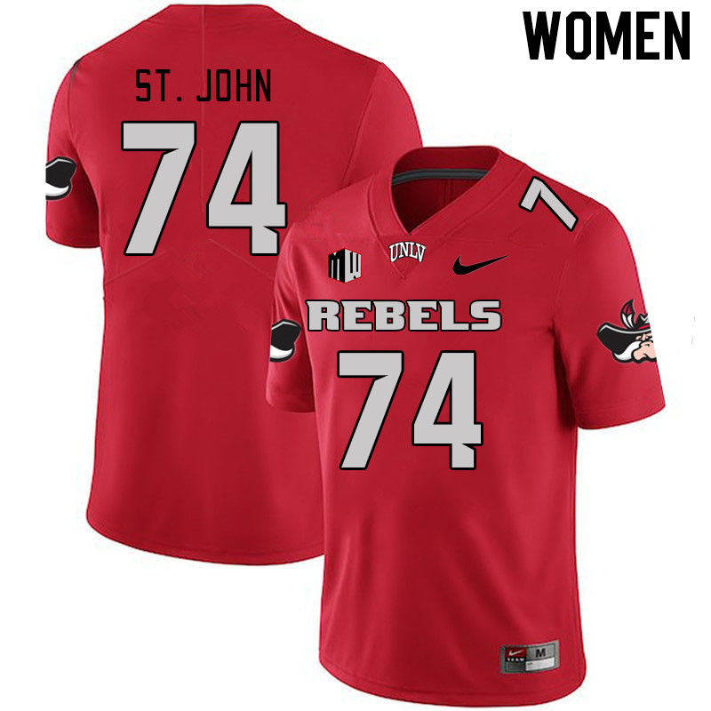 Women #74 Jalen St. John UNLV Rebels 2023 College Football Jerseys Stitched-Scarlet
